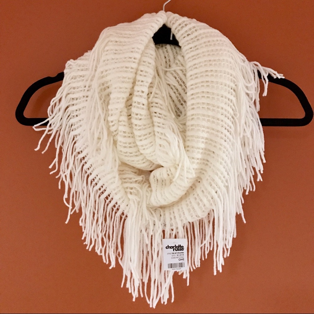 Never worn!! Fringed infinity scarf NWT